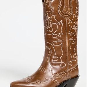 Boots. Ganni mid shaft embroidered western boots